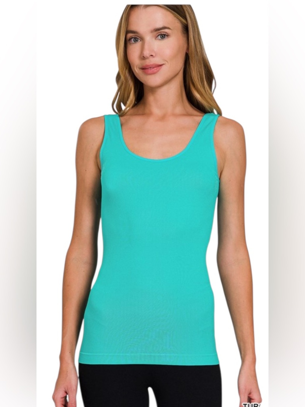 Zenana Turquoise stretchy Seamless Two Way Tank Top